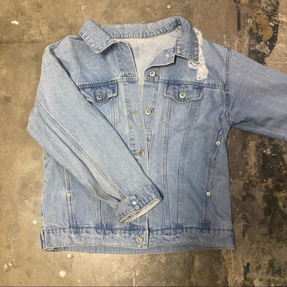 Ripped Jean Jacket Light Blue